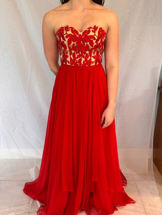 Sherri Hill Dresses & Skirts - Sherri Hill Strapless Red Embroidered Gown